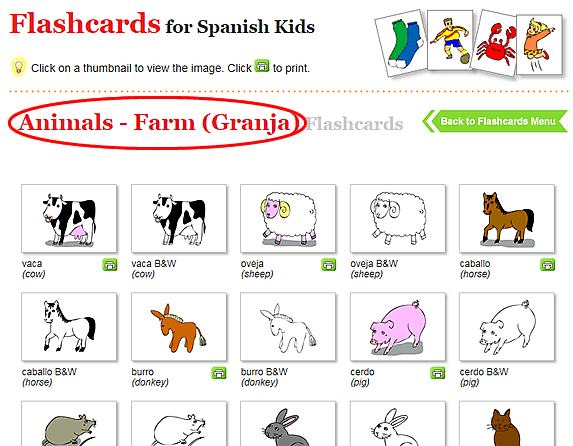 Ubique en spanishkidstuff.com el juego de tarjetas flash que desea utilizar.