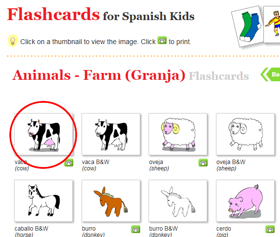 1. In spanishkidstuff.com locate the image you want to use.